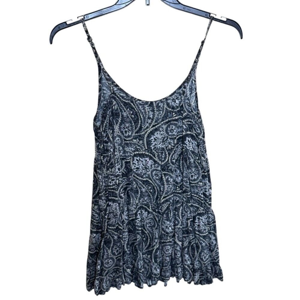 Y2K Vibe Gothcore Black Spaghetti Strap Paisley Tiered Babydoll Boho Dress-Large - Picture 5 of 8